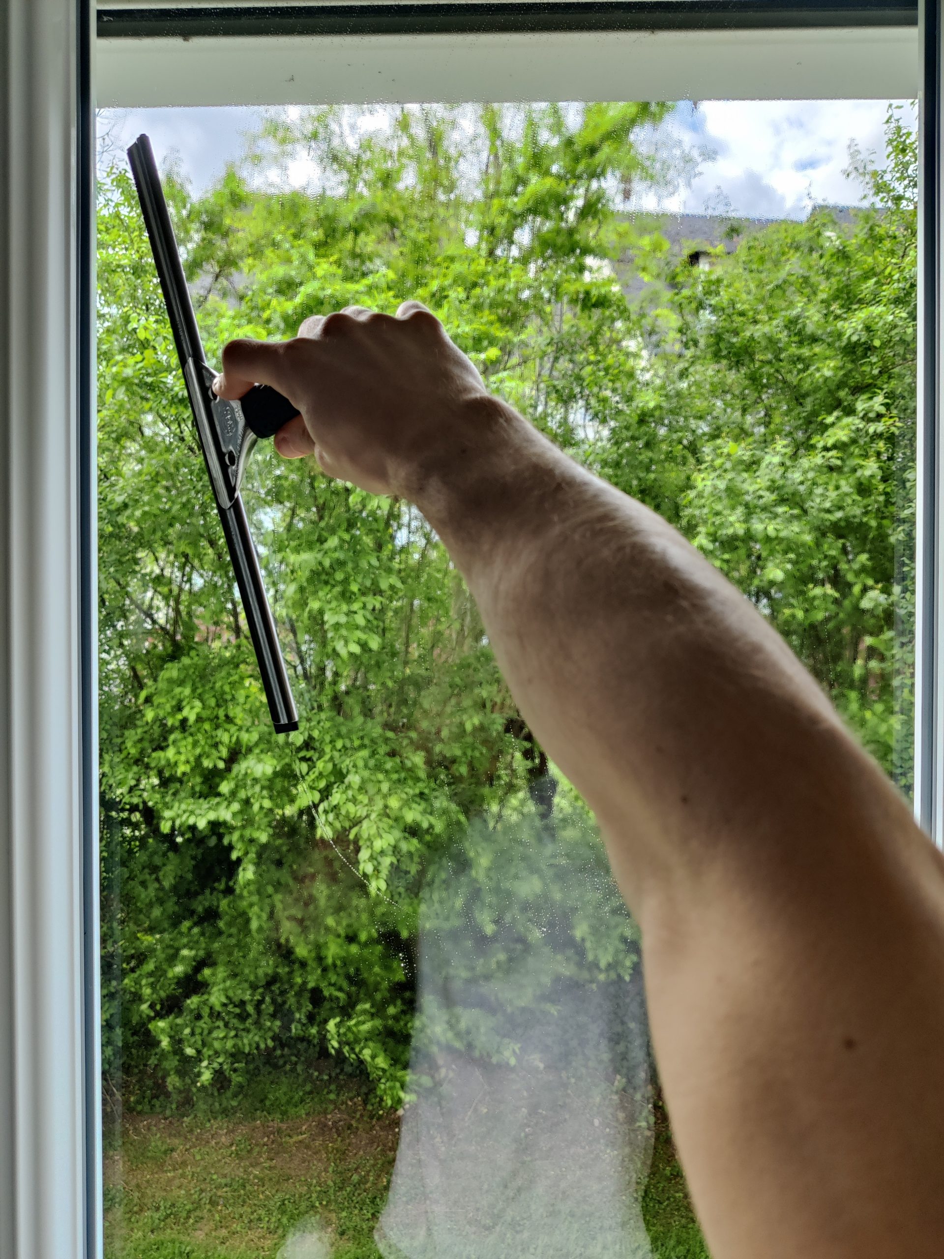 un professionnel effectuant le nettoyage d'une vitre